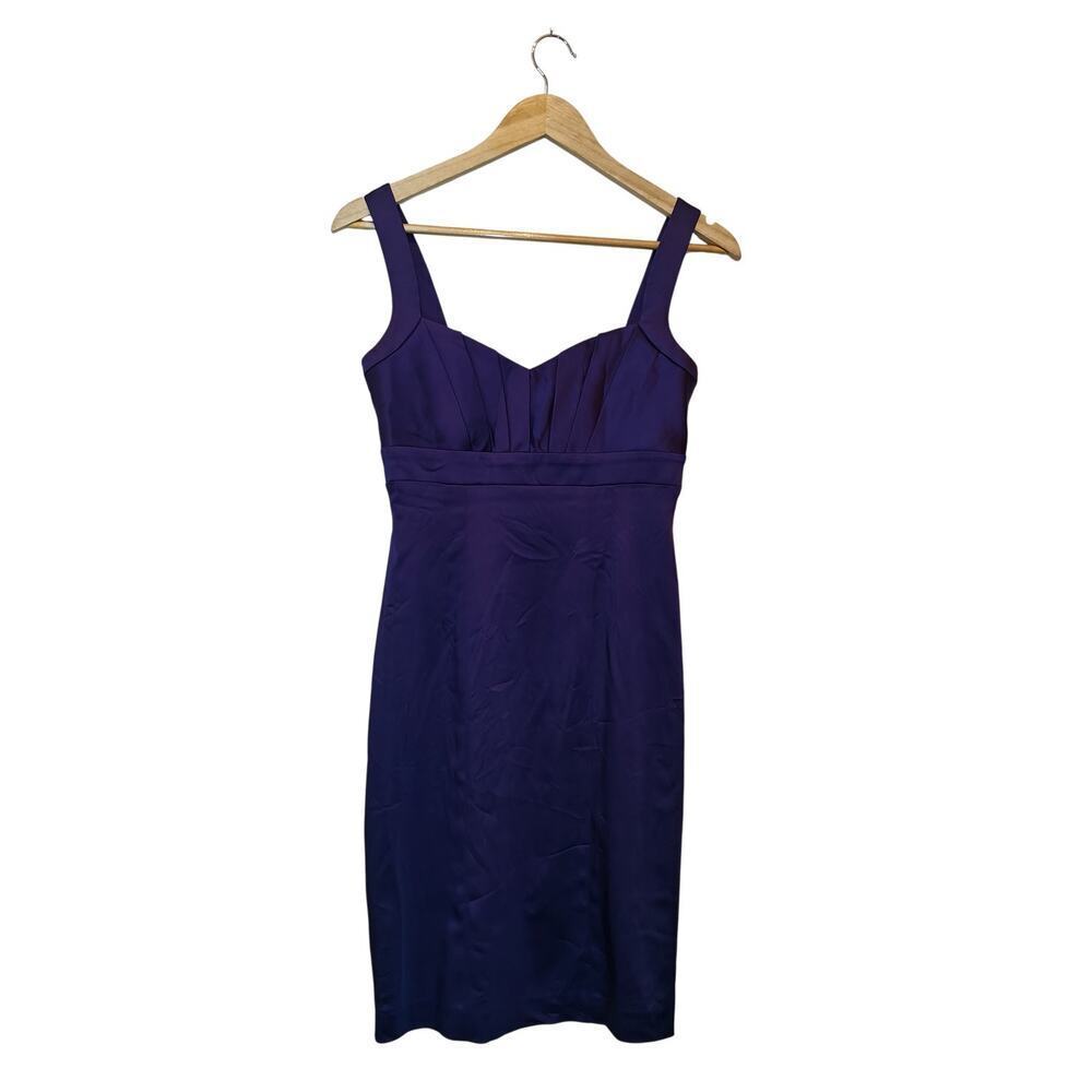 Calvin Klein Purple Sheath Dress Pleated Bodice Size 2 - Picture 4 of 6